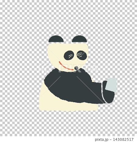 A cute and relaxed illustration of a panda happily exchanging business cards. A cute and relaxed illustration of a panda happily exchanging business cards. 143082517