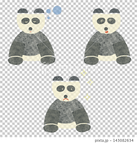 A set of cute, relaxed watercolor-style illustrations of pandas with various expressions. A set of cute, relaxed watercolor-style illustrations of pandas with various expressions. 143082634