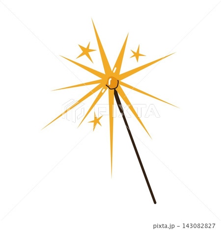 Glowing sparkler stick with bright star rays for festive celebration and New Year party design Glowing sparkler stick with bright star rays for festive celebration and New Year party design 143082827