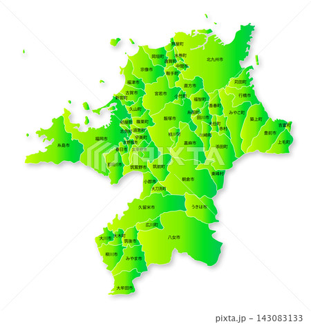 福岡県と市町村の地図 福岡県と市町村の地図 143083133