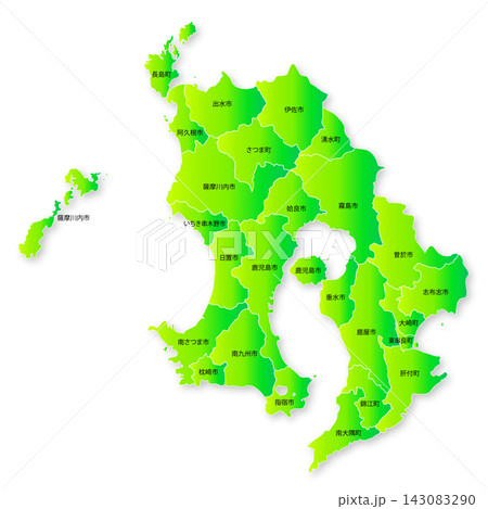 鹿児島県と市町村の地図 143083290