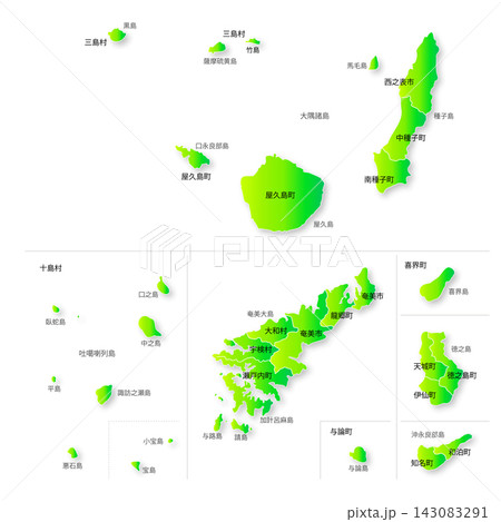 鹿児島県の離島地図 143083291