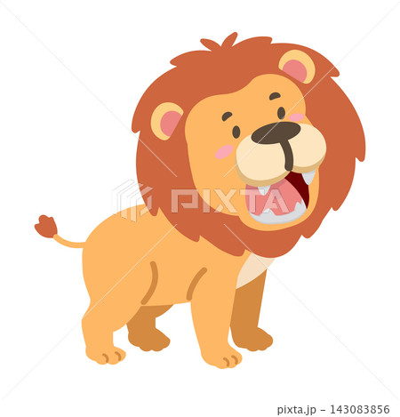 Cute Lion Roaring Character for Kids Educational Content and Nursery Decor 143083856