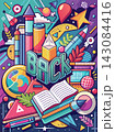 Posters or covers in a trendy doodle style with geometric shapes, bold design elements and modern typography. Back to school, college, education, learning concept. Templates for advertising, branding 143084416