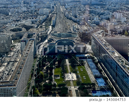 Panoramic view of Paris from the top of Tour Montparnasse with La Defense business district and urban cityscape. High quality photo Panoramic view of Paris from the top of Tour Montparnasse with La Defense business district and urban cityscape. High quality photo 143084753
