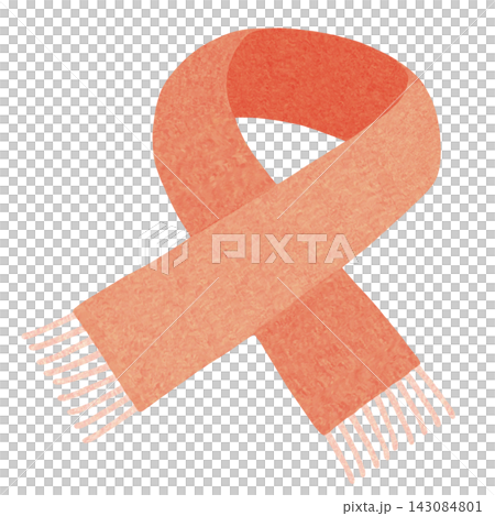 Hand-drawn watercolor-style illustration of a scarf (orange) 143084801