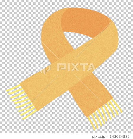 Hand-drawn watercolor-style illustration of a scarf (yellow) 143084883