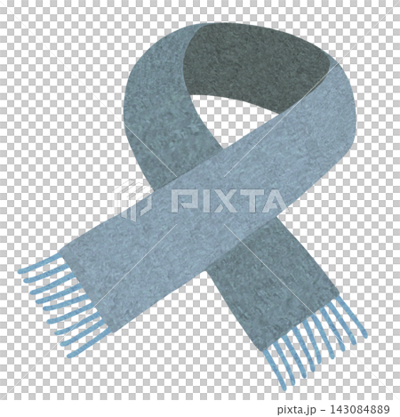 Hand-drawn watercolor-style illustration of a scarf (pearl blue/light blue) 143084889