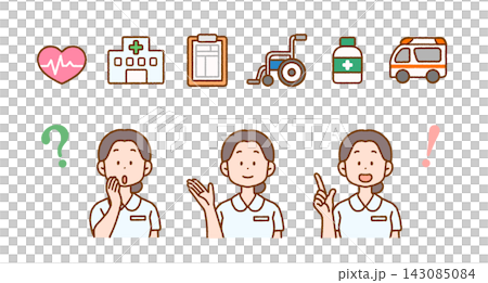 Simple and cute | Nurse/Medical Illustration Icon Set | Medical Simple and cute | Nurse/Medical Illustration Icon Set | Medical 143085084