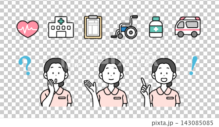 Simple and easy-to-use colored nurse/medical illustration icon set | Medical Simple and easy-to-use colored nurse/medical illustration icon set | Medical 143085085