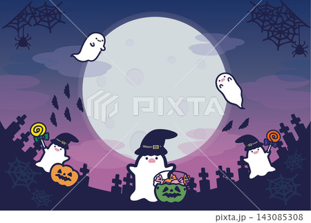 おばけたちのハロウィンのポップなフレーム背景(テキストなし) おばけたちのハロウィンのポップなフレーム背景(テキストなし) 143085308