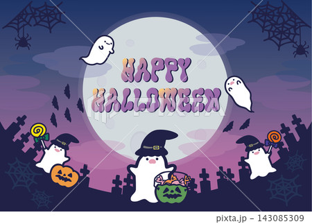 おばけたちのハロウィンのポップなフレーム背景 おばけたちのハロウィンのポップなフレーム背景 143085309
