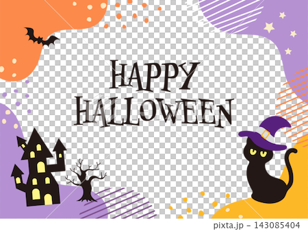 Cute Halloween black cat frame vector illustration Cute Halloween black cat frame vector illustration 143085404