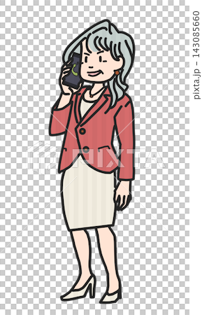 スマホで通話するシニア女性 スマホで通話するシニア女性 143085660
