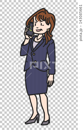 スマホで話すスーツの女性 143085661