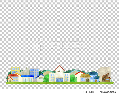 An illustration of a colorful streetscape with a school. An illustration of a colorful streetscape with a school. 143085693
