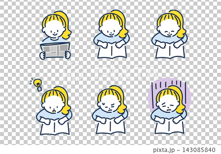 読書をする女の子のイラストセット 143085840