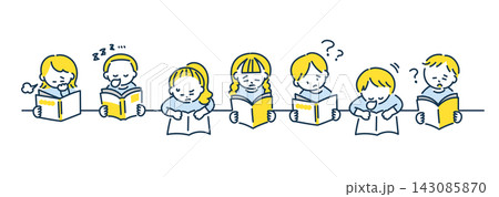 読書がはかどらない子どもたちのイラスト 143085870