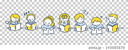 読書がはかどらない子どもたちのイラスト 143085870