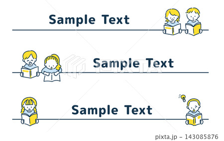 読書・勉強する子どもの罫線セット 読書・勉強する子どもの罫線セット 143085876