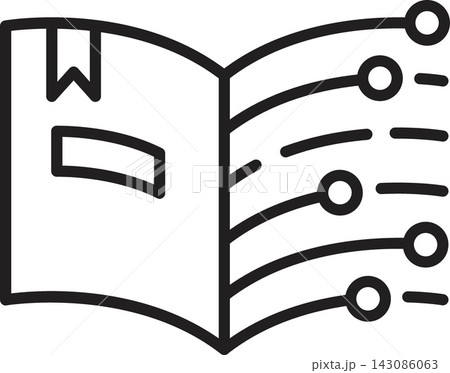 Open book icon with bookmark and connected nodes for AI automation concept Open book icon with bookmark and connected nodes for AI automation concept 143086063
