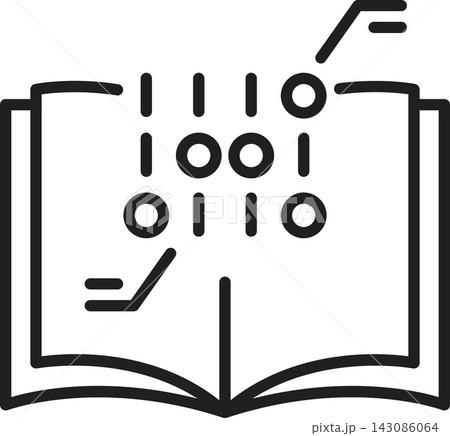 Open book with digital code and automation symbol 143086064