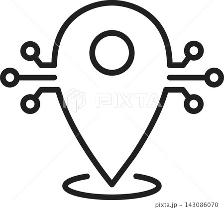 Ai map location pin circuit icon for digital navigation technology 143086070