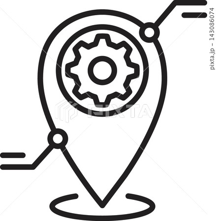 Ai map pin gear route icon shows navigation setting marker with gray outline Ai map pin gear route icon shows navigation setting marker with gray outline 143086074
