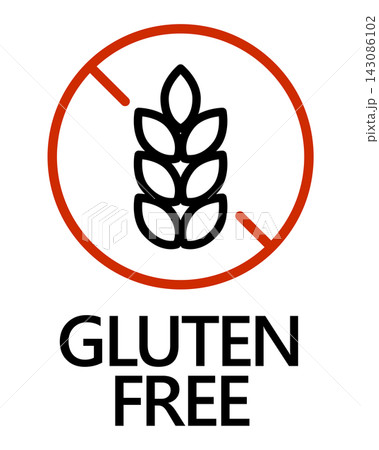 グルテンフリー(GLUTEN FREE)の禁止マークアイコン 食品アレルギー対応ラベル素材 グルテンフリー(GLUTEN FREE)の禁止マークアイコン 食品アレルギー対応ラベル素材 143086102
