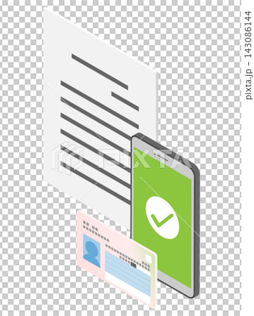 Online administrative procedures via smartphone - isometric Online administrative procedures via smartphone - isometric 143086144