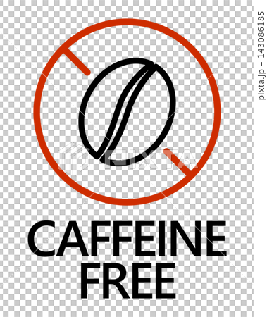 無咖啡因(CAFFEINE FREE)禁令標誌圖示 - 飲料和保健食品標籤材料 無咖啡因(CAFFEINE FREE)禁令標誌圖示 - 飲料和保健食品標籤材料 143086185