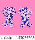 Spotted Leopard Characters Front and Back View Flat Illustration on Pink Background 143086708
