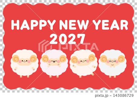 以可愛綿羊為主題的新年卡 以可愛綿羊為主題的新年卡 143086729