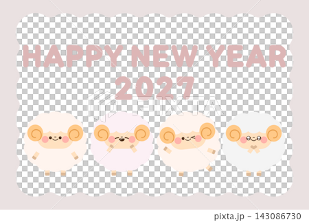 以可愛綿羊為主題的新年卡 143086730