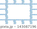 Brick blue frame for text with blue windows by side 143087196