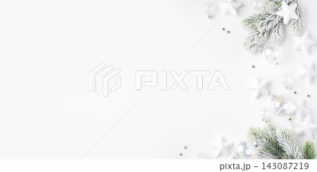 Christmas ornaments on a white background. Christmas ornaments on a white background. 143087219