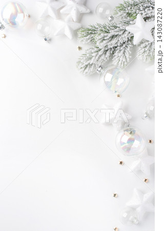 Christmas ornaments on a white background. Christmas ornaments on a white background. 143087220