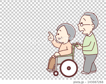 An elderly person in a wheelchair pointing upwards. An elderly person in a wheelchair pointing upwards. 143087268