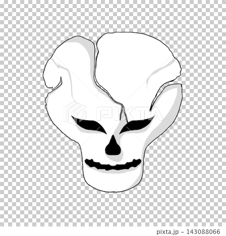 Cracked white skull with sharp black eyes slits Cracked white skull with sharp black eyes slits 143088066