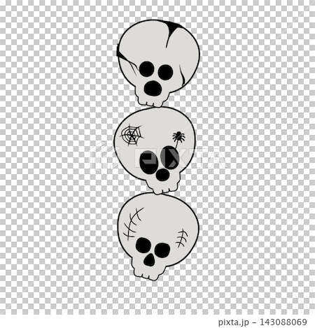 Three stacked gray skulls vertical 143088069