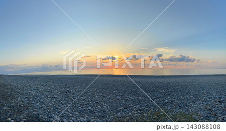 Evening sky background. Sunset horizon skyline landscape with beach Evening sky background. Sunset horizon skyline landscape with beach 143088108