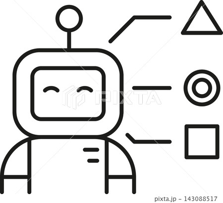 Ai robot automation icon simple line style playful minimal design clean outline for interface and education use Ai robot automation icon simple line style playful minimal design clean outline for interface and education use 143088517