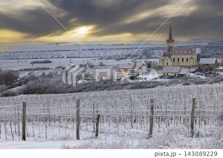 Konice church with vineyard, Znojmo region, Southern Moravia, Czech Republic Konice church with vineyard, Znojmo region, Southern Moravia, Czech Republic 143089229