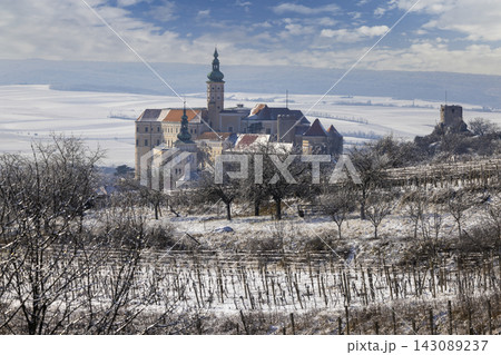Mikulov old town with castle and vineyard, Znojmo region, Southern Moravia, Czech Republic Mikulov old town with castle and vineyard, Znojmo region, Southern Moravia, Czech Republic 143089237