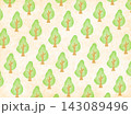 ベージュをバックに緑の木が模様になった背景素材イラスト！ 143089496