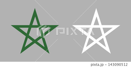 Green, white pentagram layouts. Five pointed star shapes templates. Set of Star symbol stickers from flag of Morocco. 143090512