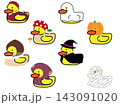 秋を楽しむアヒルのイラストセット 143091020
