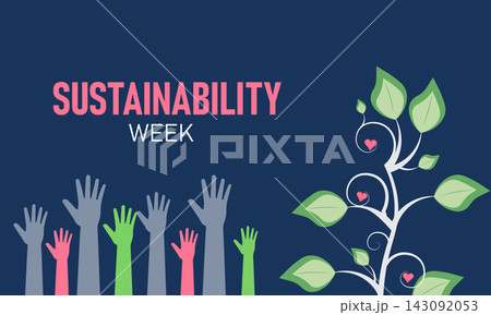 Sustainability week concept with diverse raised hands and stylized plant eco friendly sustainability environment community activism conservation friendly awareness protection biodiversity Sustainability week concept with diverse raised hands and stylized plant eco friendly sustainability environment community activism conservation friendly awareness protection biodiversity 143092053