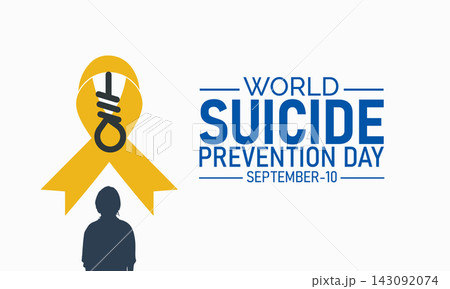 World suicide prevention day concept with yellow ribbon and person silhouette prevention awareness silhouette september intervention solidarity international observance wellness nonprofit 143092074