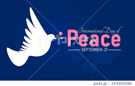 International day of peace graphic design featuring flying dove and pink text international typography celebration minimalist september awareness peaceful commemoration creative serenity 143092086